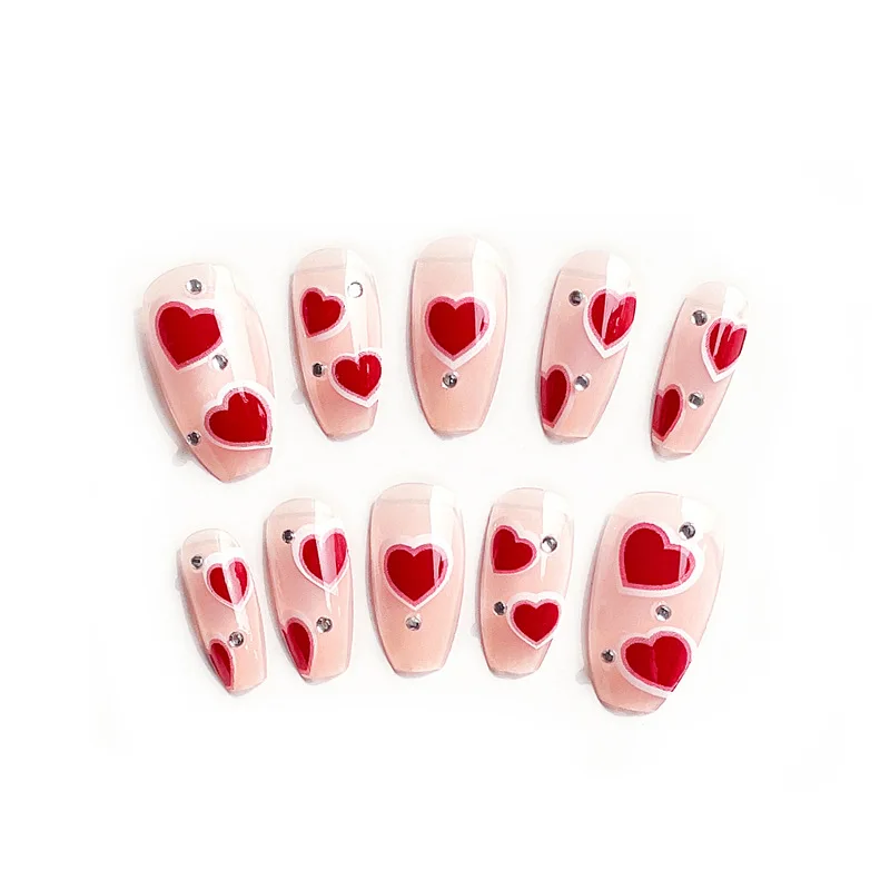 

Nail Patch Glue Type Long Love Heart Shaped Nail Patch Gifts for Girls SMJ