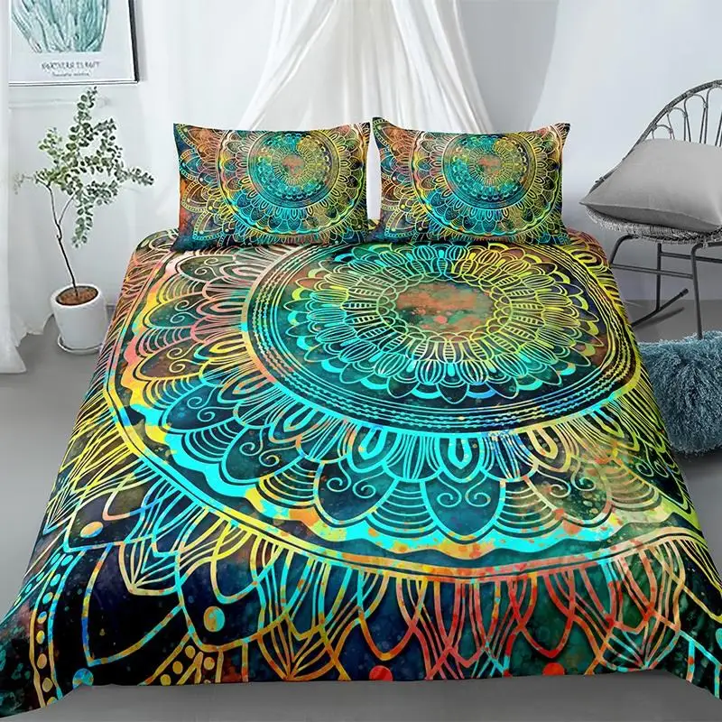

3D Boho Mandala King Bedding Set Queen Duvet Cover Sets Bohemian Bed Linen For Adults Kids Bedclothes 2/3pcs