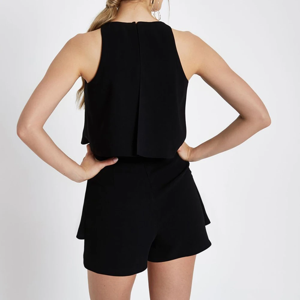 

Summer Chiffon Playsuits For Women 2020 Casual Ruffles Short Rompers Sexy Slim Sleeveless Jumpsuit Overalls for Women Bodysuit