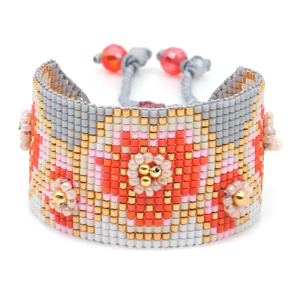 Go2boho MIYUKI браслет, ювелирные изделия в виде цветка, женские браслеты, женские браслеты,, браслеты на манжетах, ручной работы, тканые, богемные, модные, летние, морские