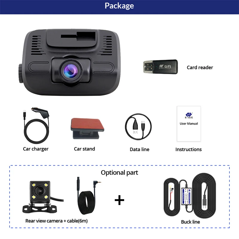 E ACE B24 2 0 дюймов Мини Wifi Автомобильный видеорегистратор Full HD 1080P Автомобильная