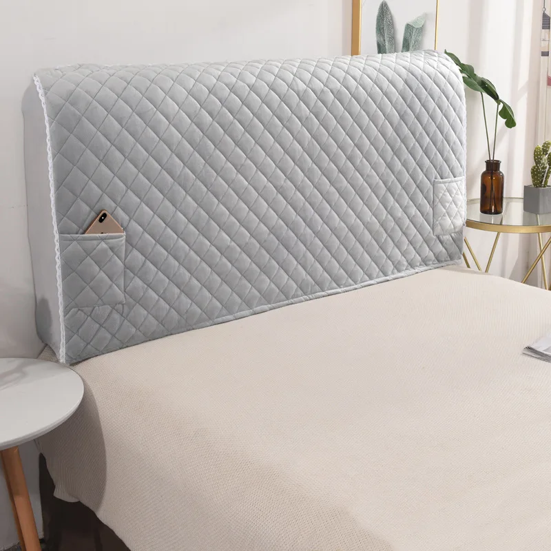 

Velvet Fabric Bed Head Cover Elastic All-inclusive Headboard Cover Bedhead Cover Soft Bed Head Back Dust Protection Solid Color