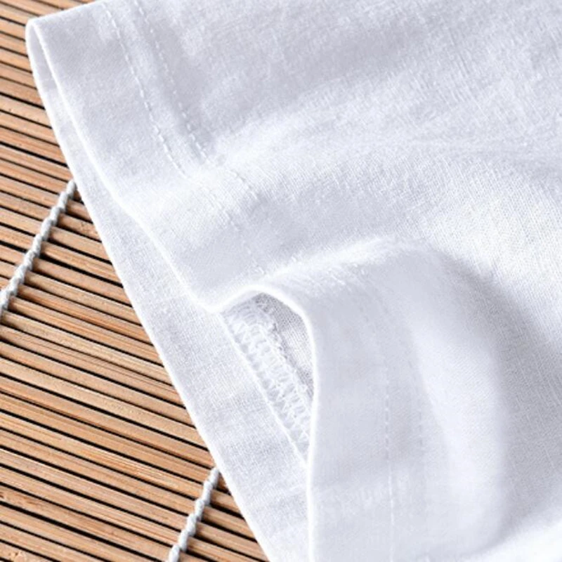 Футболка мужская льняная с круглым вырезом Повседневная модная брендовая