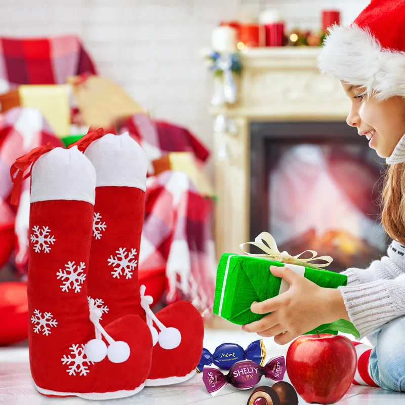 Рождественские чулки карамельные сумки новогодние украшения для обуви с принтом