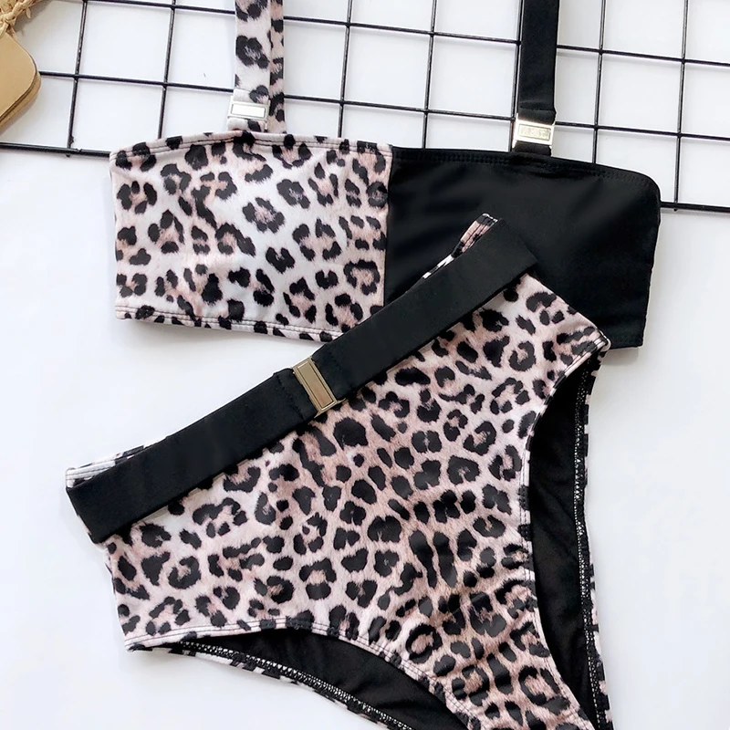 Bikinx, купальник с высокой талией, женский купальник, Леопардовый, сексуальный купальник, женский, с ремешком, с пряжкой, бикини,, mujer, купальный костюм с пуш-ап, летний