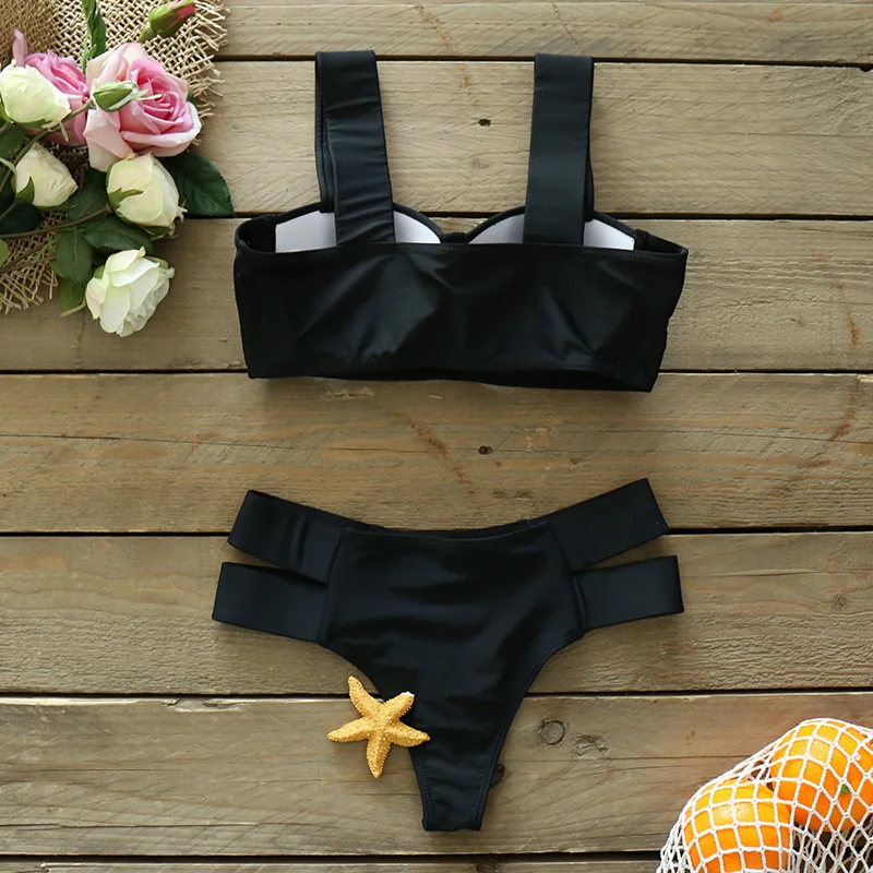 Женский сексуальный купальник бикини из 2 предметов с V-образным вырезом