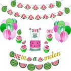 Летнее платье с фруктовым принтом в виде Арбузов, вечерние украшения в один Дыня Гавайи летние Тропические Платья вечерние Happy один год День рождения вечерние декор для детей