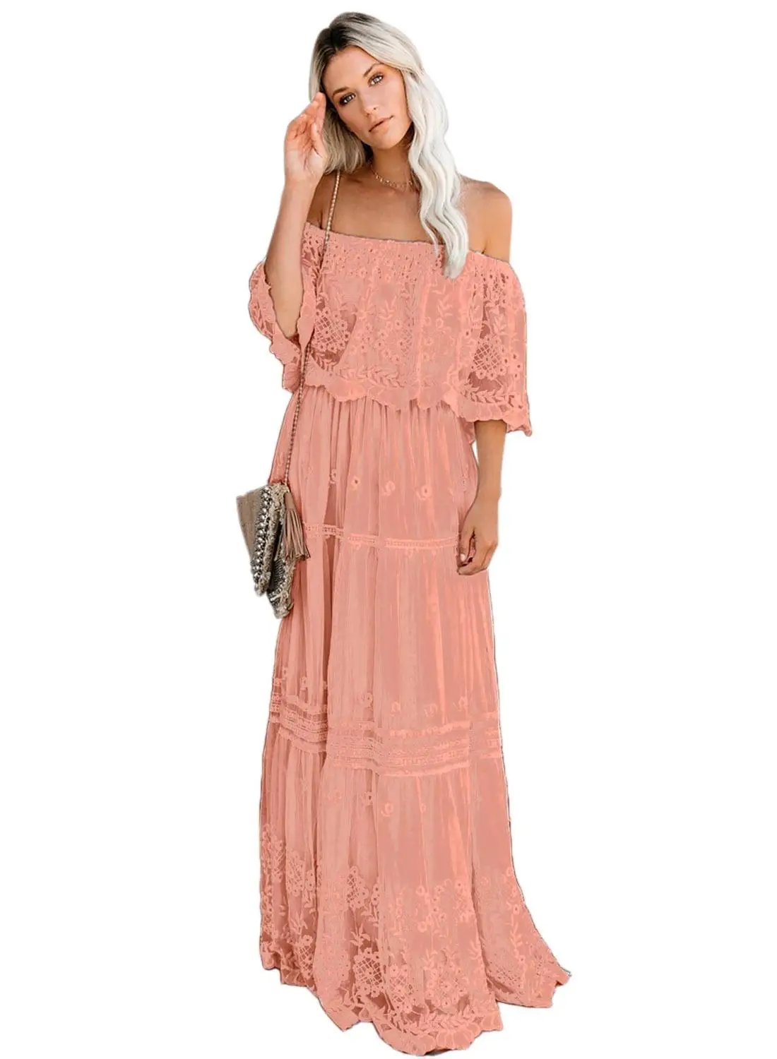 Echoine/розовое/серое/бежевое детское Кружевное Платье макси с цветочной вышивкой и