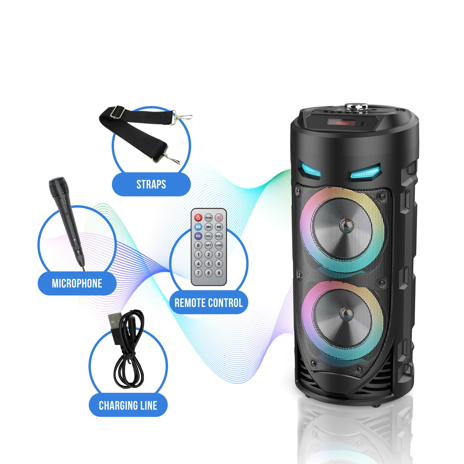portable Column square dance outdoor multifunctional wireless outdoor subwoofer Bluetooth audio mobile KTV U disk speaker