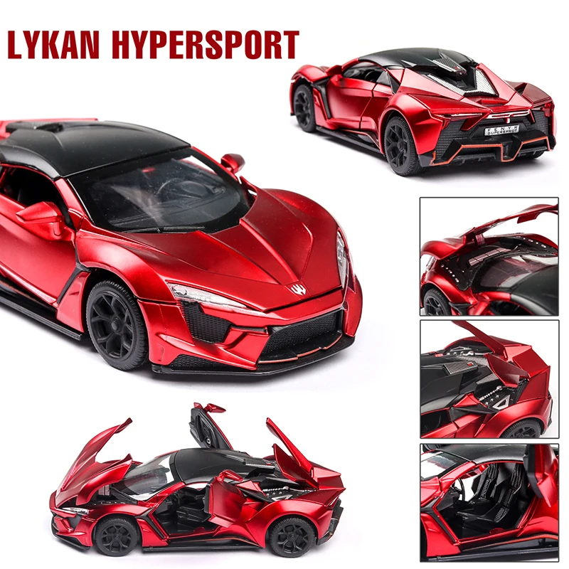 Литой 1:32 Lykan Hypersport Игрушечная модель автомобиля из сплава игрушечный звуковой