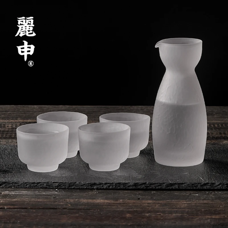Harga Cangkir Dingin Perjalanan Sake Set Gaya Jepang Anggur Modern Antik Sake Set Kaca Kristal Beku Wignglazen Peralatan Rumah Tangga EI50BW