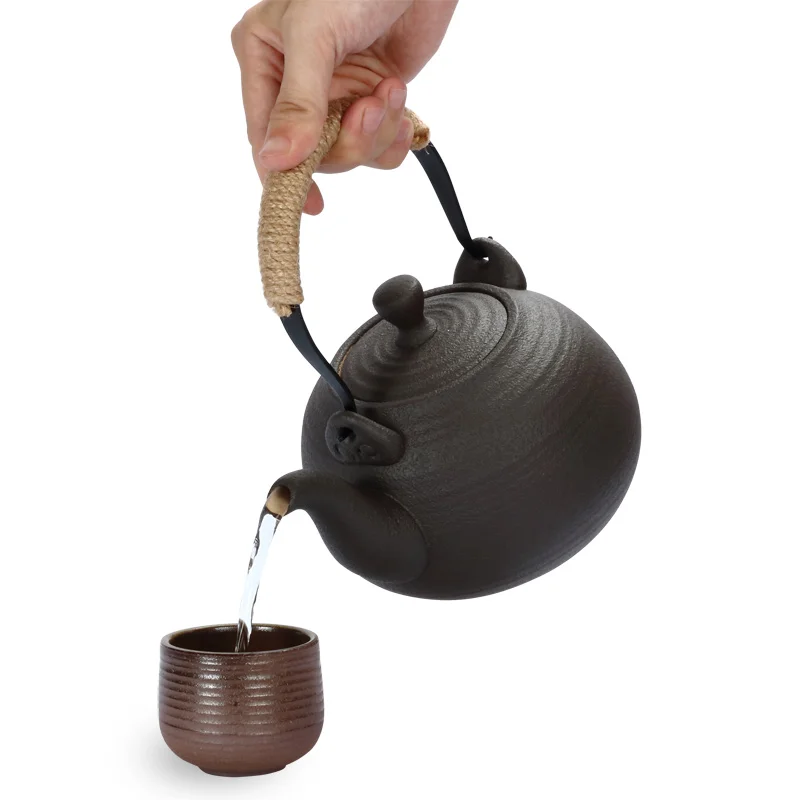 Глиняный керамический чайник с фильтром винтажный кунг фу ручной работы самовар