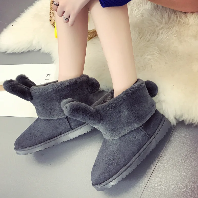 

2019 winter new women boots rabbit ears cute boots waterproof and velvet thick warm cotton shoes winter snow boots fashion lady