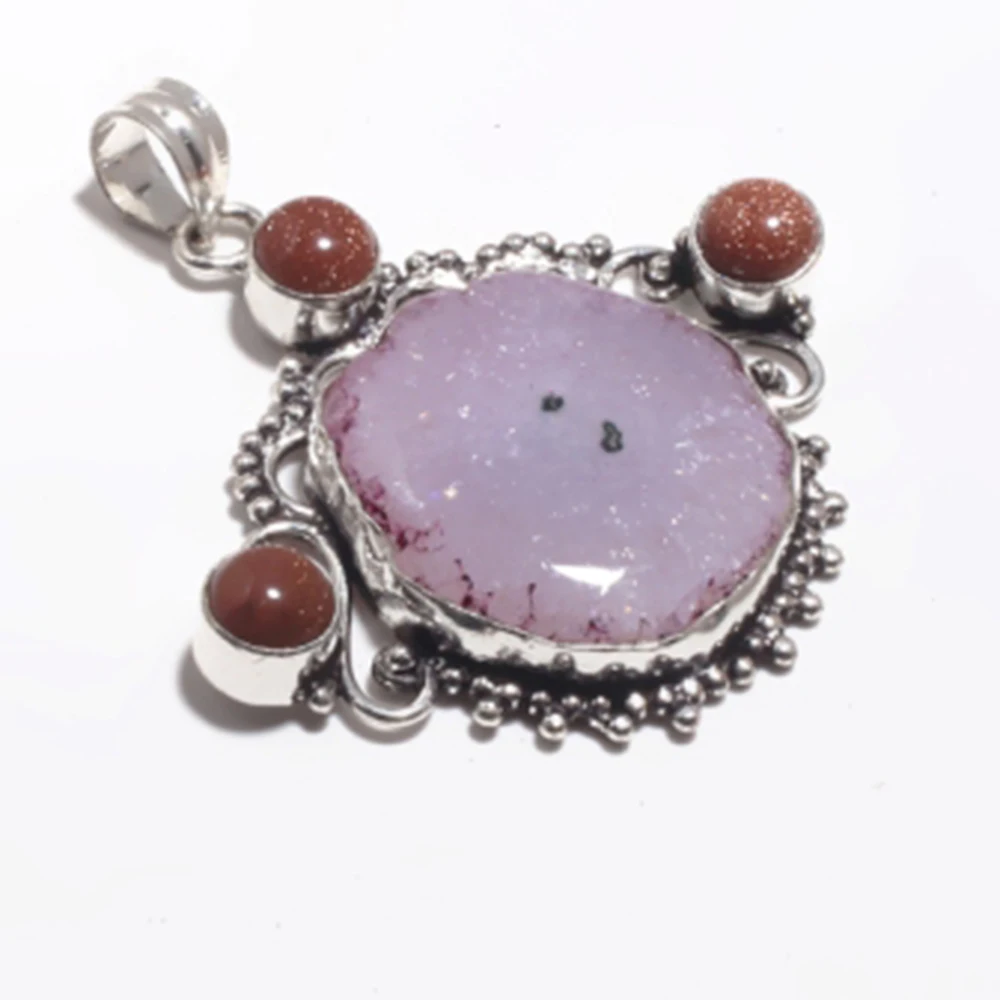 

Genuine Solar Quartz Pendant Silver Overlay over Copper Jewelry , Hand made Women Jewelry gift