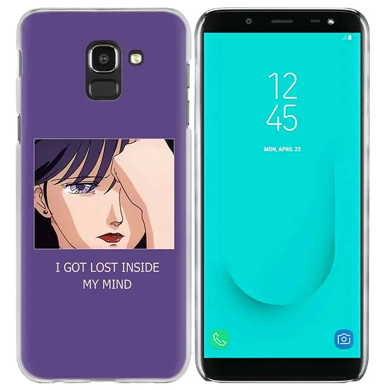 Грустно аниме девочка заблокированном экране чехол для samsung Galaxy A50 A80 A70 A60 A40 A30 A20 A20e A10 A9 A7 A6 плюс Note 8 9 10 Pro