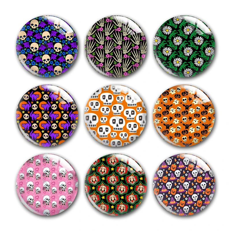 

Ручная работа Хэллоуин череп голова Скелет круглая фотография стеклянные кабошоны демонстрация плоская задняя сторона Сделай Сам Изготов...
