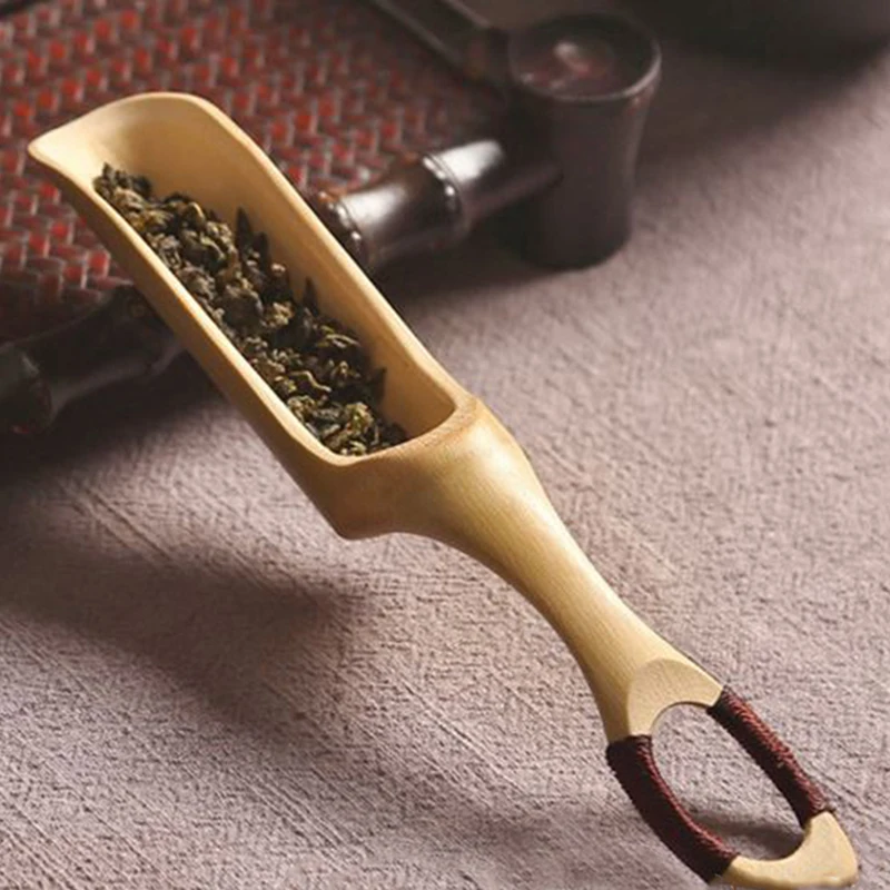 

Chinese Kungfu Tea Spoons Natural Bamboo Teaspoon Tea Exquisite Winding Rope Anti-slip Handle Measuring Scoop Kitchen Tea Tool