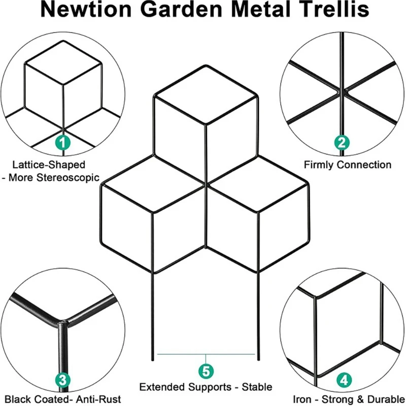 

Three-Dimensional Cube Shape Garden Plant Support Frame Wreath Climbing Plants
