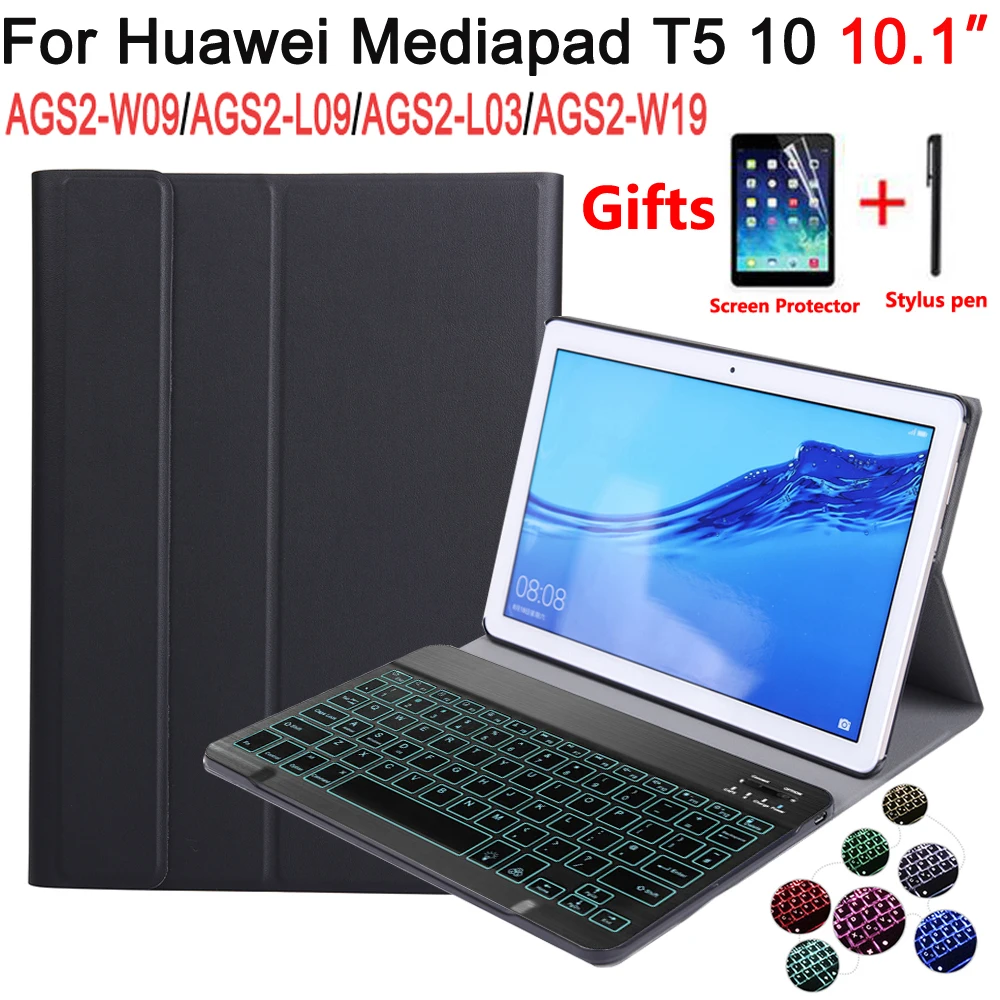 

Bluetooth клавиатура с подсветкой чехол для Huawei Mediapad T5 10 10,1 AGS2-L09 AGS2-W09 AGS2-L03 чехол клавиатура для Huawei T5 10,1 крышка