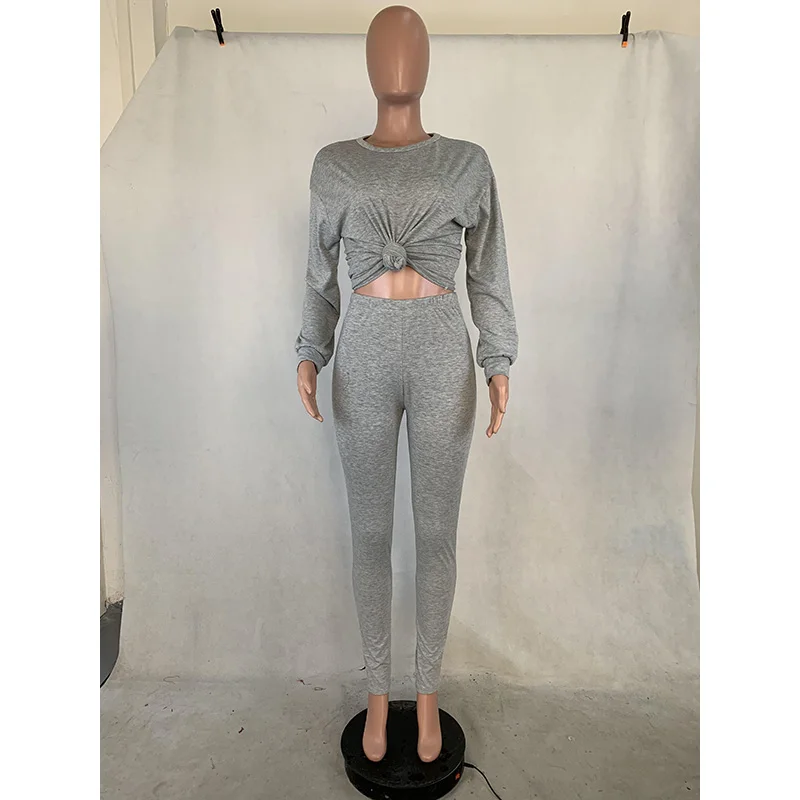Casual Women Two Pieces Jogging Femme Long Sleeve Sportwear Tracksuit Women O-neck Crop Top+ Long Pants Suit Autumn