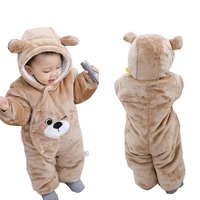 winter newborn baby jumpsuits thermal toddler snowsuits cartoon infant boys girls rompers hooded kids clothes