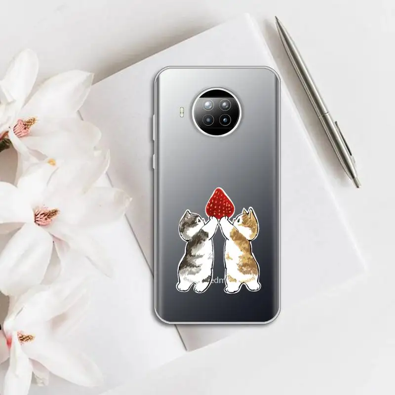 

Cute cartoon cat Phone Case Transparent for Xiaomi mi note 10 8 9 t HUAWEI p30 40 11 Samsung S 8 9 10 20 pro lite