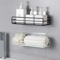 metal bathroom shelf shower wall mount shampoo storage holder with suction cup no drilling kitchen storage organizer rack tools
