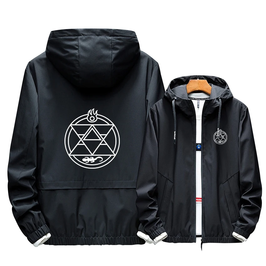 

Tooling Thick Jacket Fullmetal Alchemist Couples Coat Cosplay Hoodie Edward Elric Luminous Print Black Zipper Hooded Winter