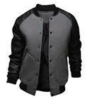 Мужская бейсбольная куртка ZOGAA, осенняя повседневная куртка из искусственной кожи, однобортная Лоскутная приталенная ветровка с воротником-стойкой