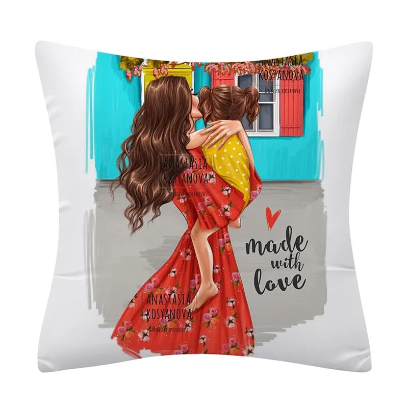 

New Linen Material Mother's Day Pattern Pillowcase 45*45 Without Pillow Core