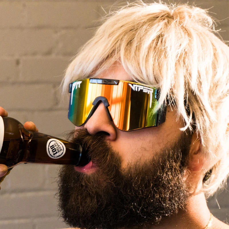 

2021 NEW luxury Mirrored Green lens pit viper Sunglasses polarized men sport goggle tr90 frame uv400 protection with case