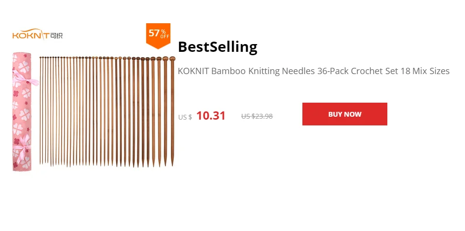 Вязаные спицы из бамбука KOKNIT 36-Pack18 смешанные размеры 2,0 мм-10,0 мм набор вязальных иголки-Крючки с розовой сумкой для женщин подарок для мамы