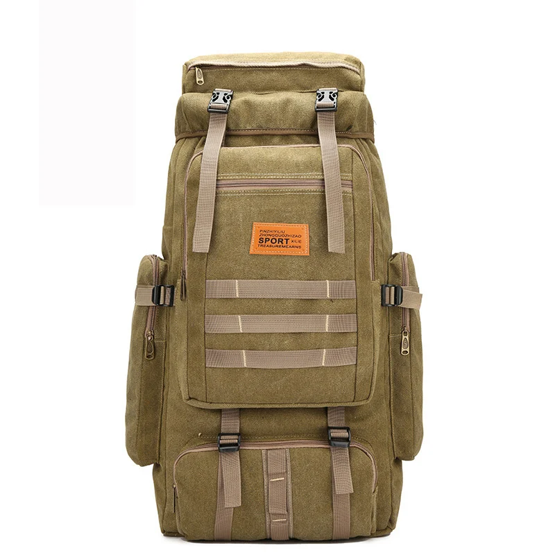 Khaki 70L военный рюкзак, тактическая Холщовая Сумка для мужчин, армейский рюкзак для путешествий, кемпинга, туризма, альпинизма, походный рюкзак Militar XA236D - Цвет: Khaki