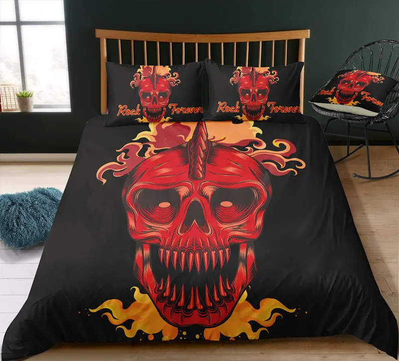 3D красочные печать черепа постельные принадлежности набор предметы интерьера