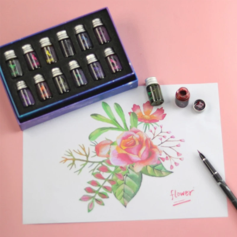 

24 Colors 7ml Gold Powder Ink for Fountain Dip Pen Calligraphy Writing Painting 090F