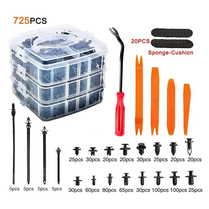 725 шт. зажим для фиксации Кузова бампера автомобиля заклепка дверной панели