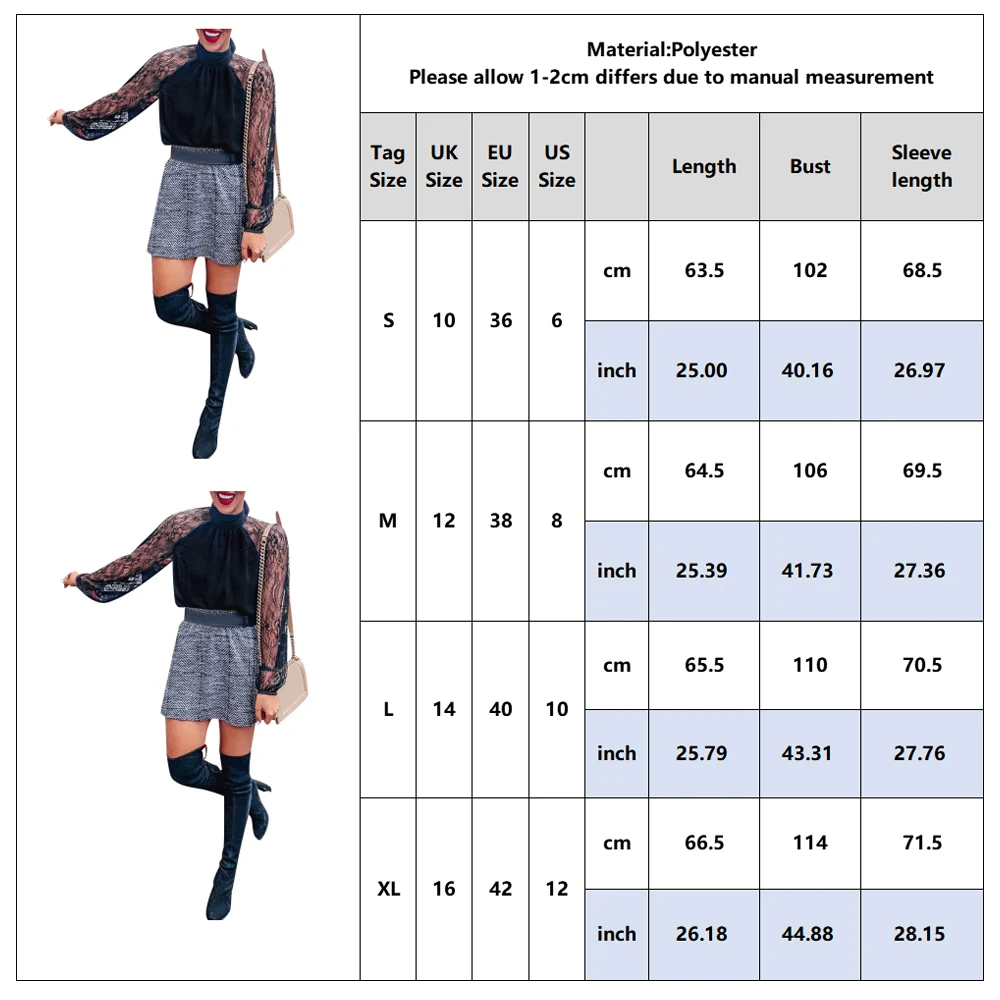 

Sale Women Fit See Through Tees Long Lace Sleeve Mesh Casual Round Neck Female Blouse Stitching Tops Casual Slim T-shirt Q30