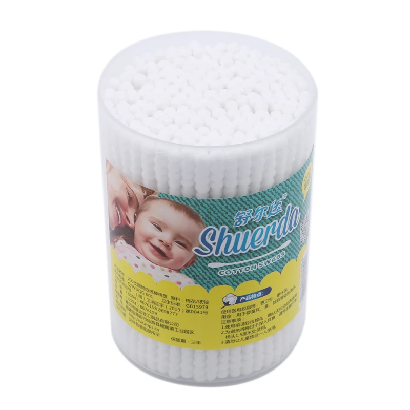 

Good Quality 200pcs Safety Baby Cotton Swab Gourd Shape Clean Baby Ears Sticks Health Medical Buds Tip Swabs Box Plastic