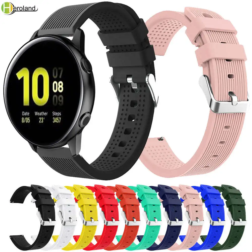 20 мм ремешок для часов силиконовый Samsung Galaxy watch active 2 40 44 мм/Galaxy 3 41 браслет Amazfit GTS