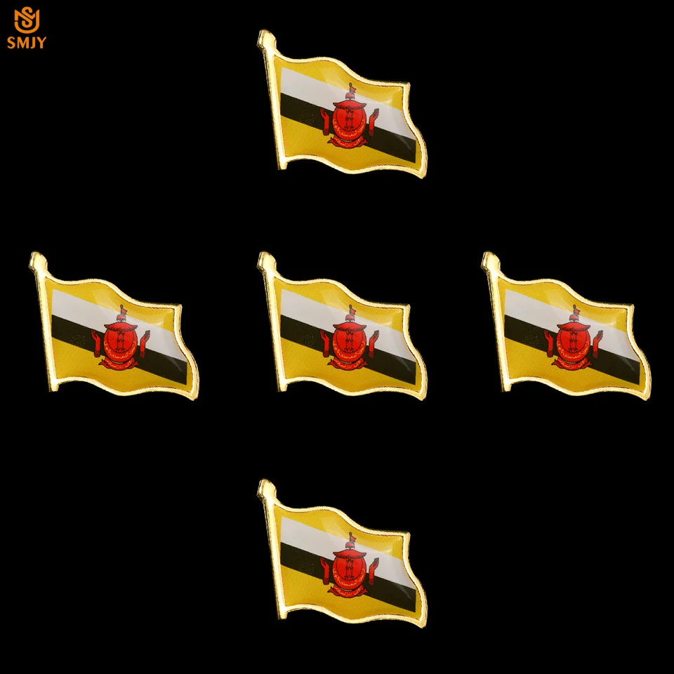 

5PCS Asian Brunei Flag Badges Denim Bag Mini Country Banner Patriot Lapel Custom Pin Broochs Jewelry