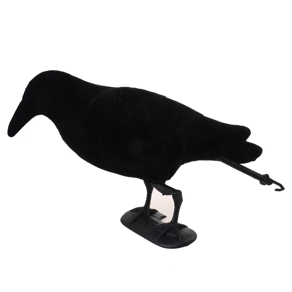 

Flocked Black Crow Decoy Bird Scarer Garden Defense Scarecrow