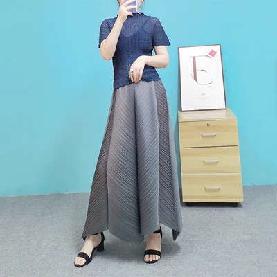 Горячая Распродажа модные плиссированные однотонные брюки miyake с широкими