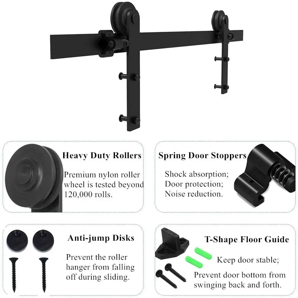 

WOLFBIRD Slidng Barn Door Hardware Kit with Floor Guide Stable and Sturdy SlidIng Rail System No Noise