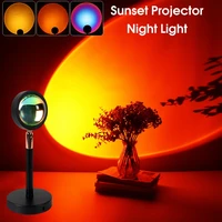 sunset projector lamp rainbow atmosphere led night light for home bedroom coffe shop background wall decoration usb table lamp