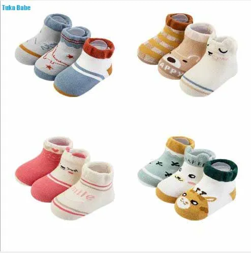 

0-3 Y 3Pairs /lot Autumn and winter new loose mouth baby non-slip floor socks children's kids boy girl socks