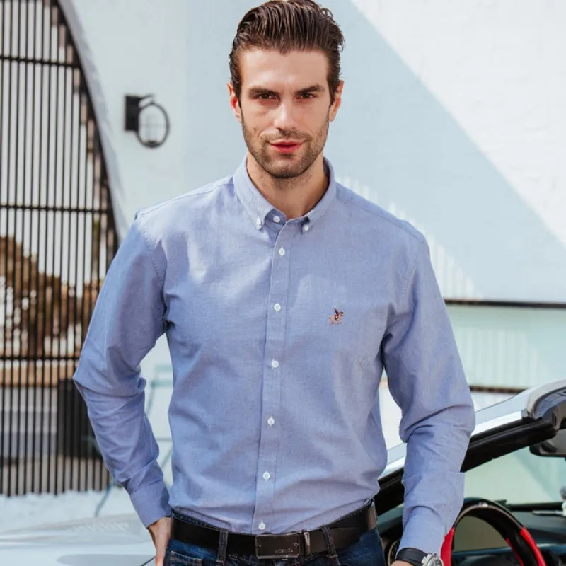 

Lncrease In Size 44 Yards Men Long Sleeve Shirt Classic Business And Leisure Travelers Cotton Oxford Spinning Male Social Leisur