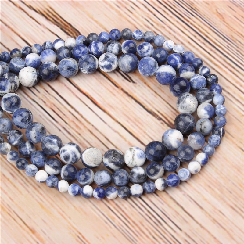 

Wholesale New Blue 4/6/8/10/12mm Natural Loose Beads Round Jewelry Bracelet Necklace DIY Production
