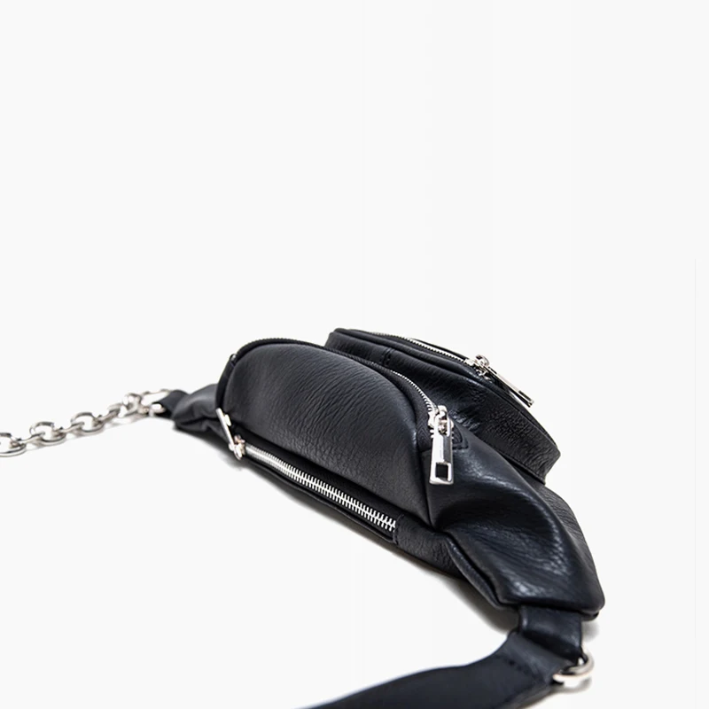 

[BXX] Women New Handsome Chain Black Personality Crossbody Bag Lady Simple Multi-layer Chest Waist Bag Fashion Tide 2021 GF0015