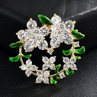 fashion temperament new green wreath zircon brooch womens atmospheric coat suit brooches pin accessories