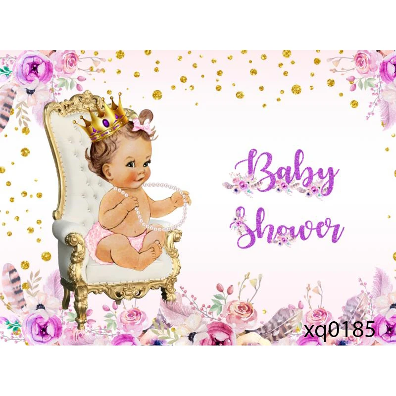 Sensfun Gold Crown Flower Pink Princess Girls Newborn Baby Shower 1st Birthday Party Backdrop Customized Photography Background |